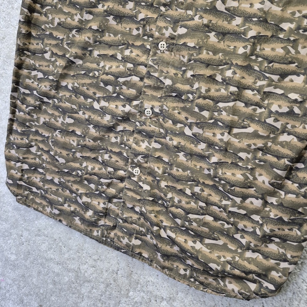 North Face Shirt Men Large Camo Fish Print AOP Button Up Outdoor Fishing Camp - Picture 4 of 9